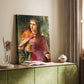 Canvas art print of a regal figure with detailed garments and strong presence styled in a home decor setting.