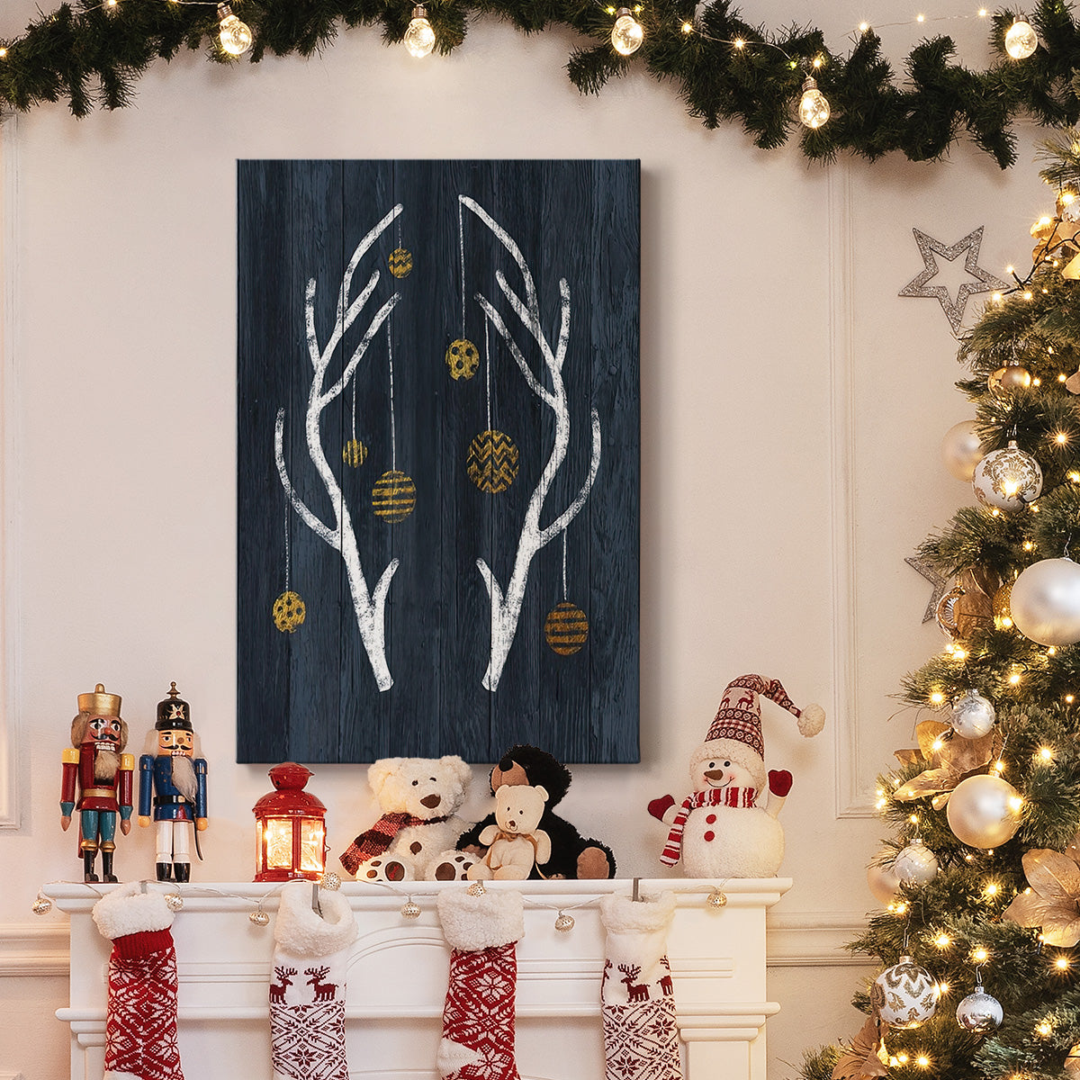 Antlers & Ornaments - Gallery Wrapped Canvas