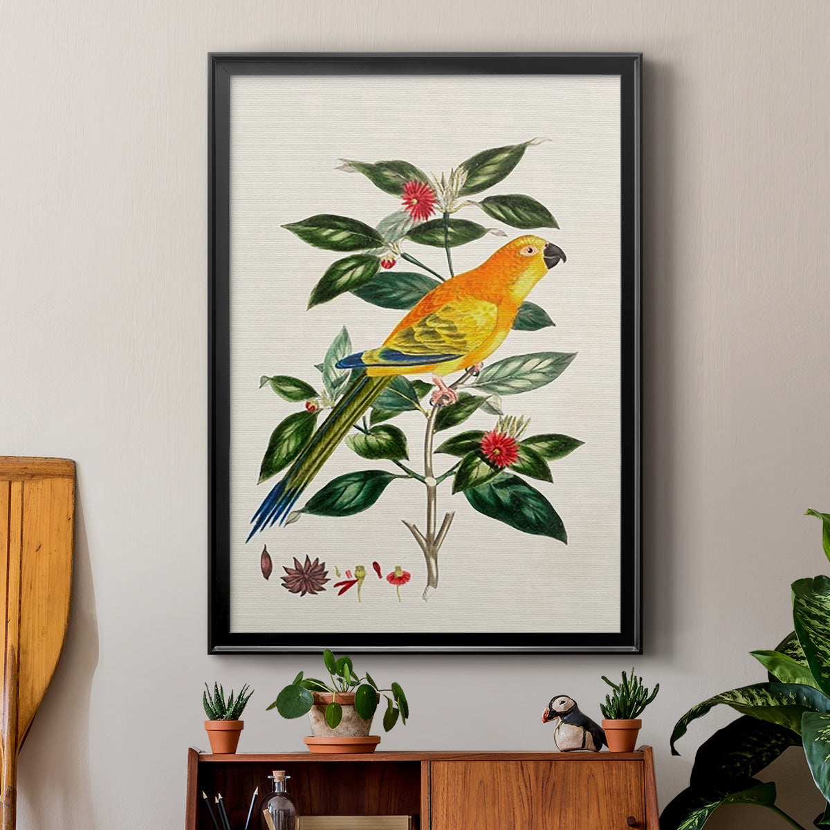 Bird in Habitat V - Modern Framed Canvas Print