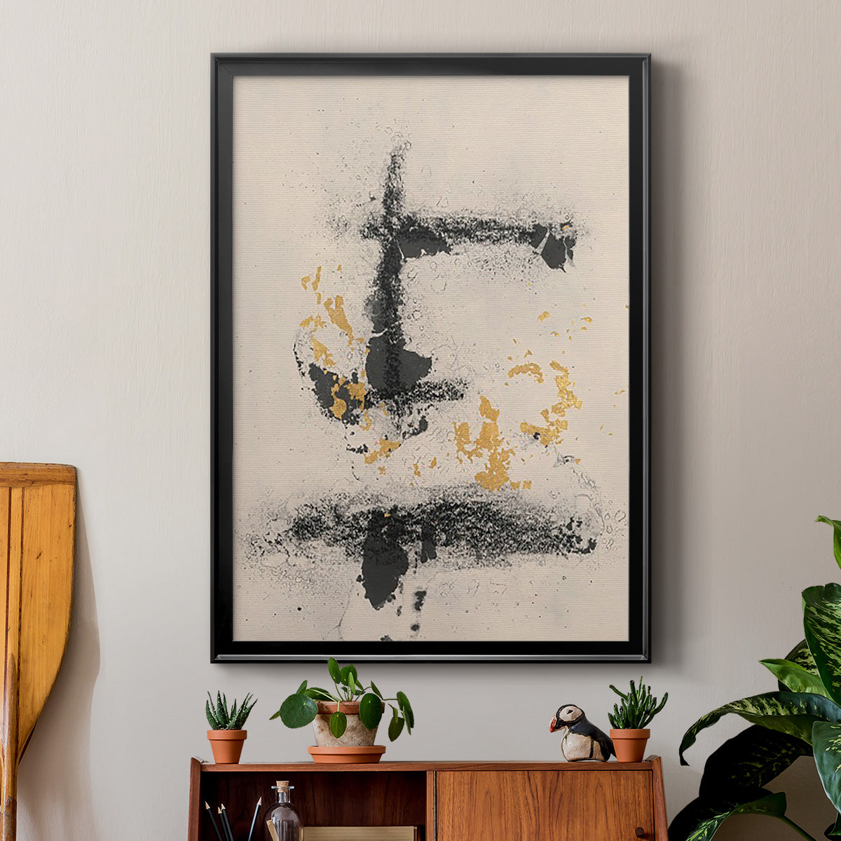 Charcoal Remnants II - Modern Framed Canvas Print