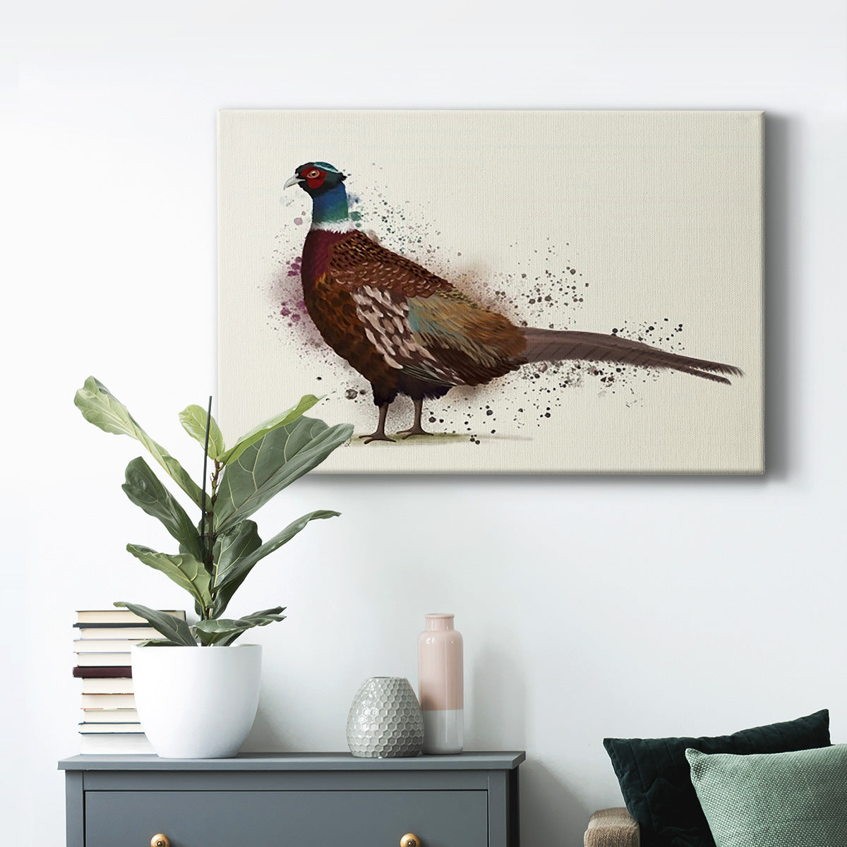 Pheasant Splash 1 Premium Gallery Wrapped Canvas - Ready to Hang