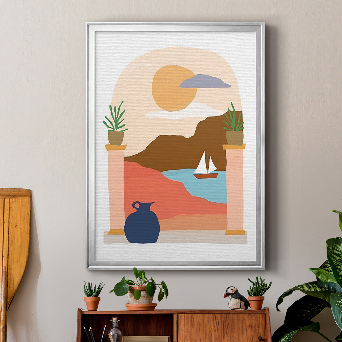 Paper Scene III - Modern Framed Canvas Print