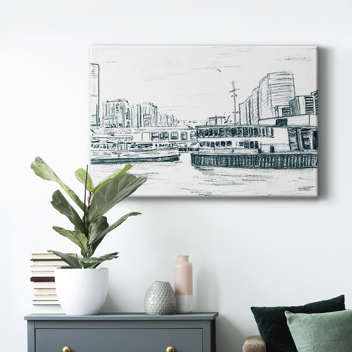 Ferryboats III Premium Gallery Wrapped Canvas - Ready to Hang