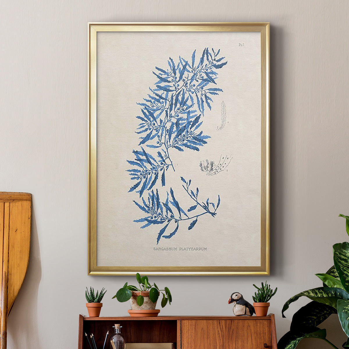 Blue Marine Algae III - Modern Framed Canvas Print