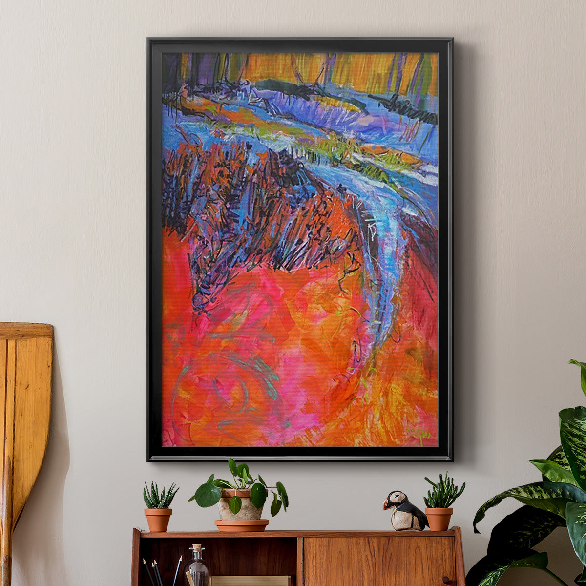 Vibrant Flow I - Modern Framed Canvas Print