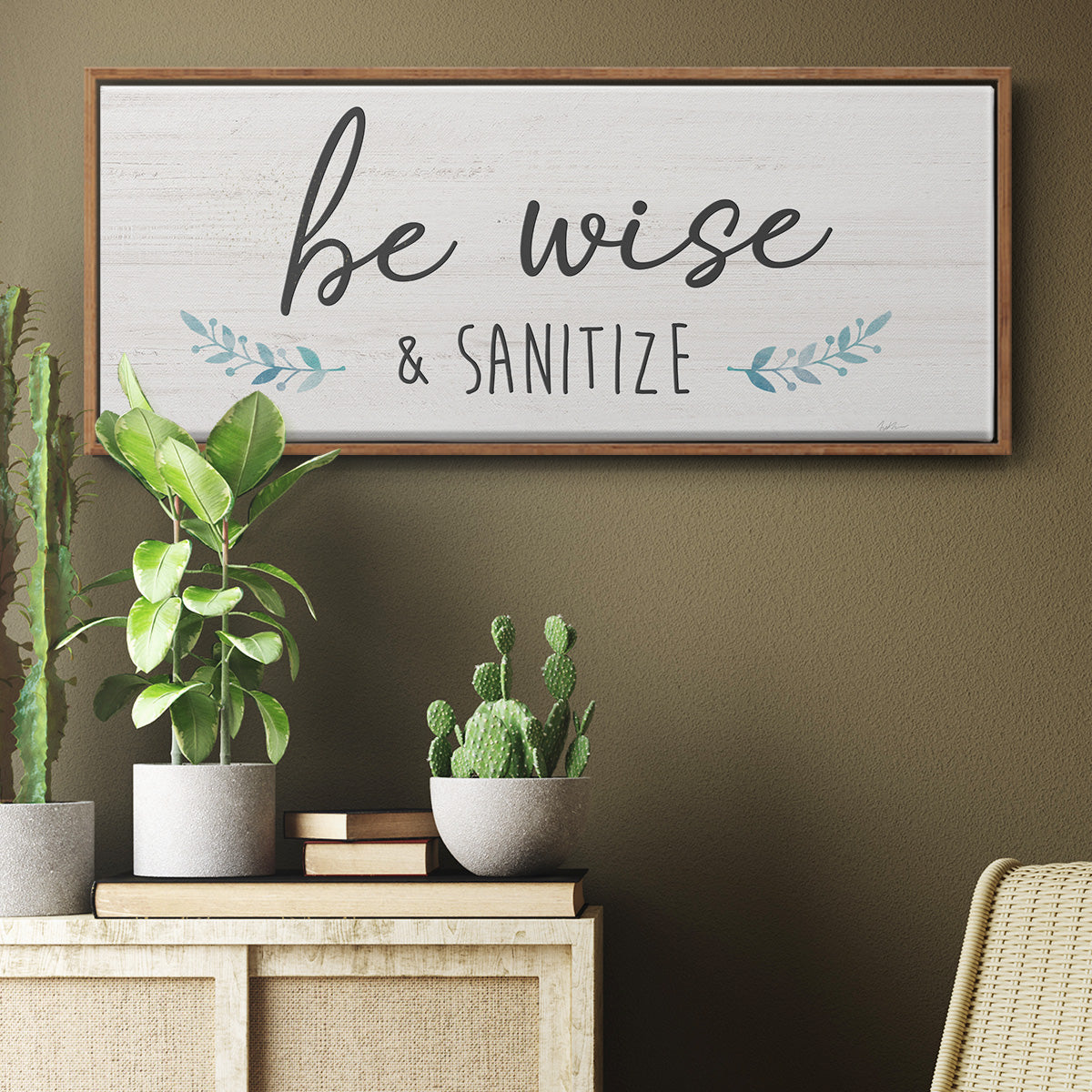 Be Wise & Sanitize - Floater Framed Canvas Print