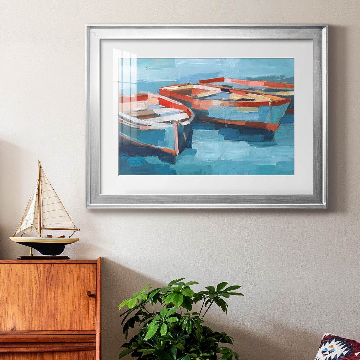 Primary Boats II Premium Framed Print - Ready to Hang