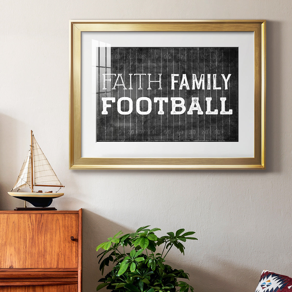 Faith Family Football - Modern Framed Art Print