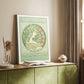 Canvas art print of a stylized female figure framed by foliage and decorative patterns styled in a home decor setting.