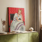 Canvas art print of a calm figure with simplified form and muted tones styled in a home decor setting.