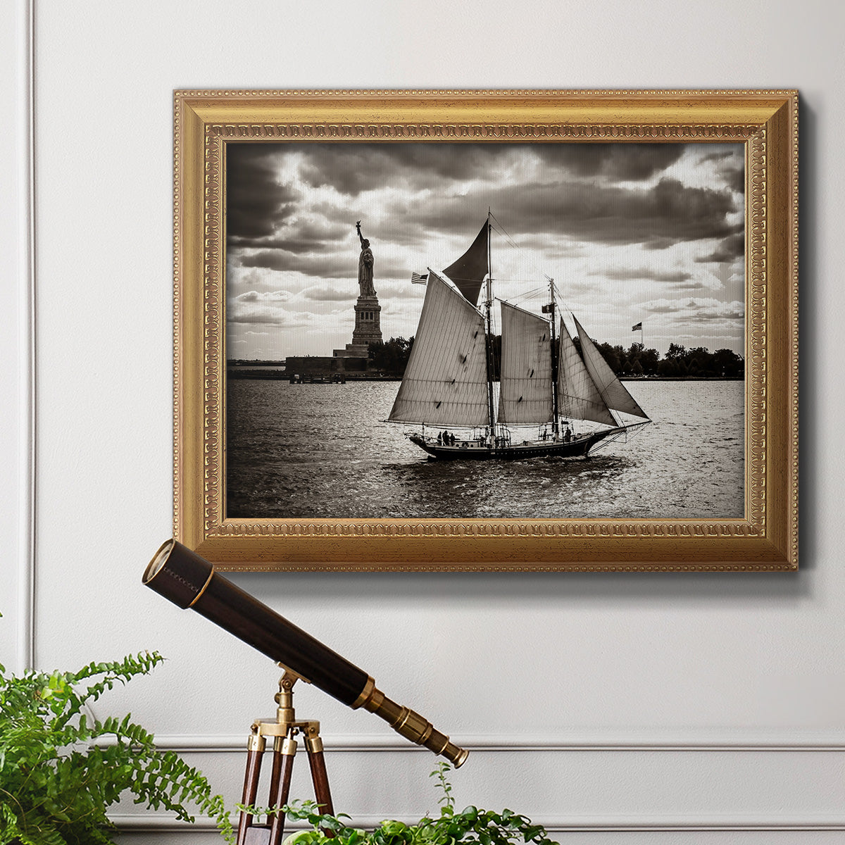 The Clipper & the Liberty Premium Framed Canvas- Ready to Hang