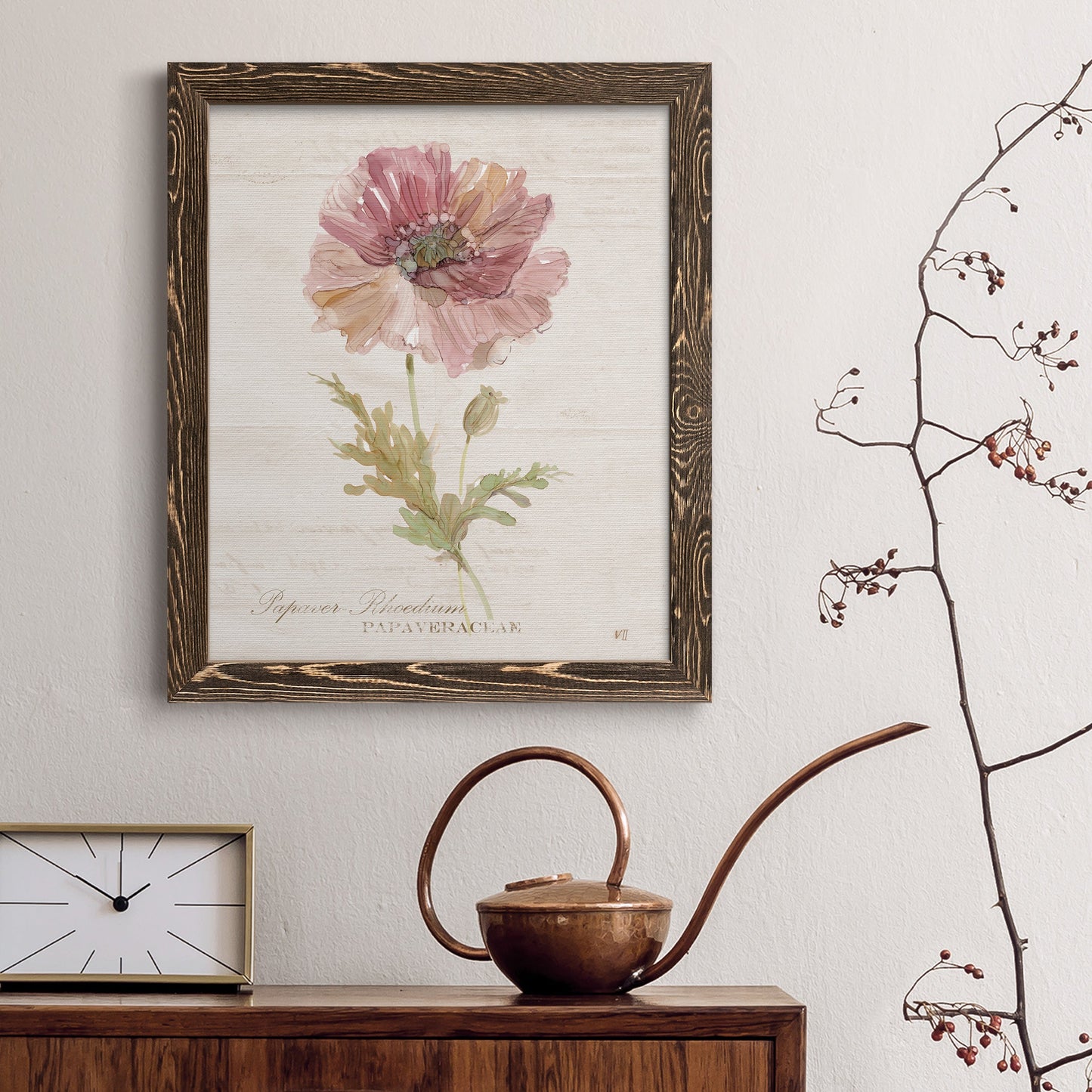 Soft Poppy - Premium Canvas Framed in Barnwood - Ready to Hang