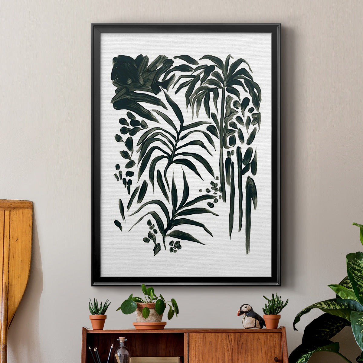Ink Jungle I - Modern Framed Canvas Print