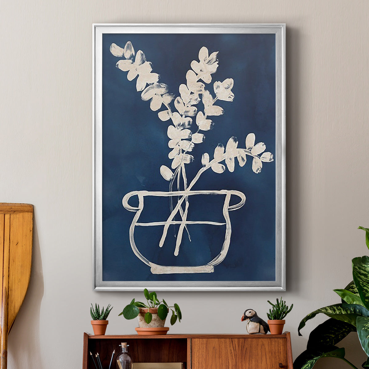 Vessel on Indigo II - Modern Framed Canvas Print