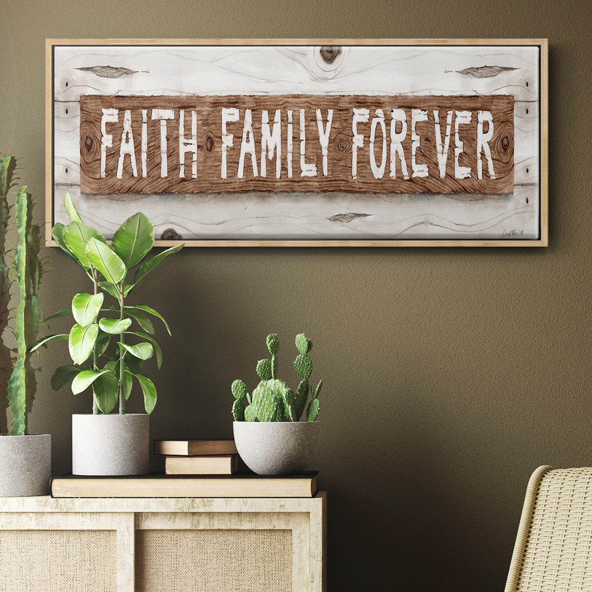 Faith Family Forever - Floater Framed Canvas Print