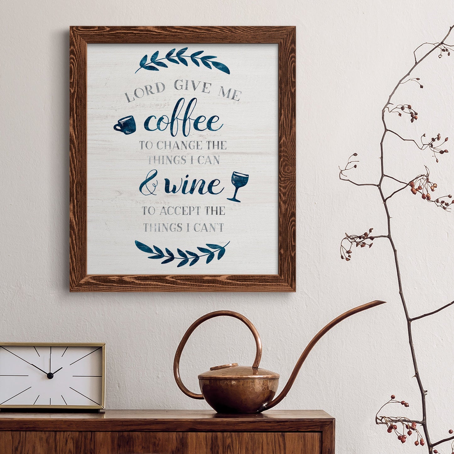 Coffee & Wine - Barnwood Framed Canvas Print