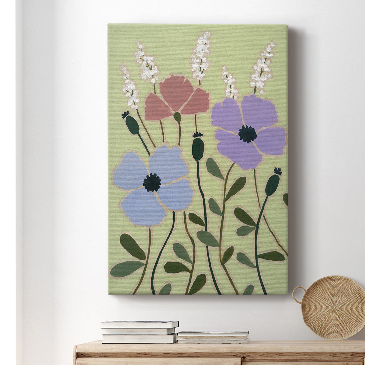 Woodblock Floral III Premium Gallery Wrapped Canvas - Ready to Hang