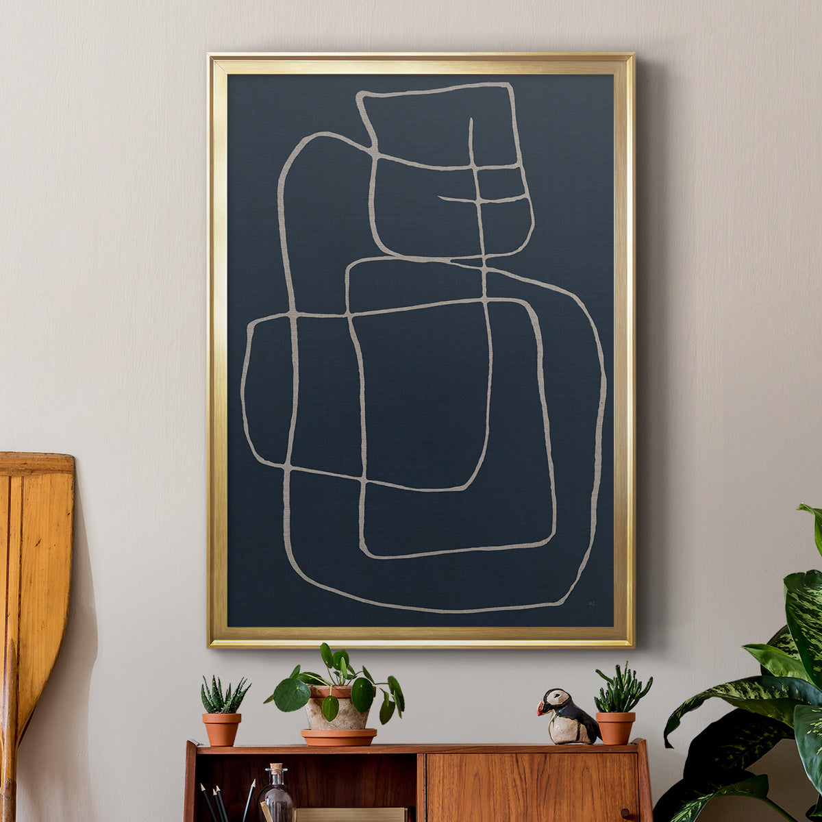 Shapes and Night Sky II - Modern Framed Canvas Print