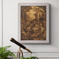 Monochrome religious painting of the raising of Lazarus by Leandro Bassano in an ornate weathered white frame displayed in a light-toned interior setting.