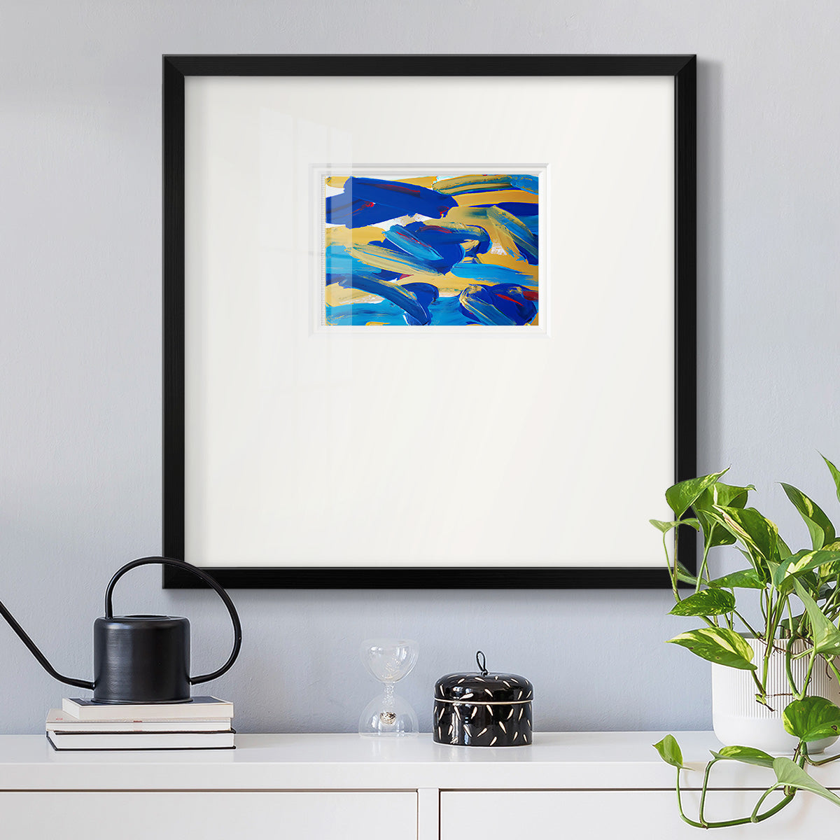 Blue and Gold Abstrat I Premium Framed Print Double Matboard