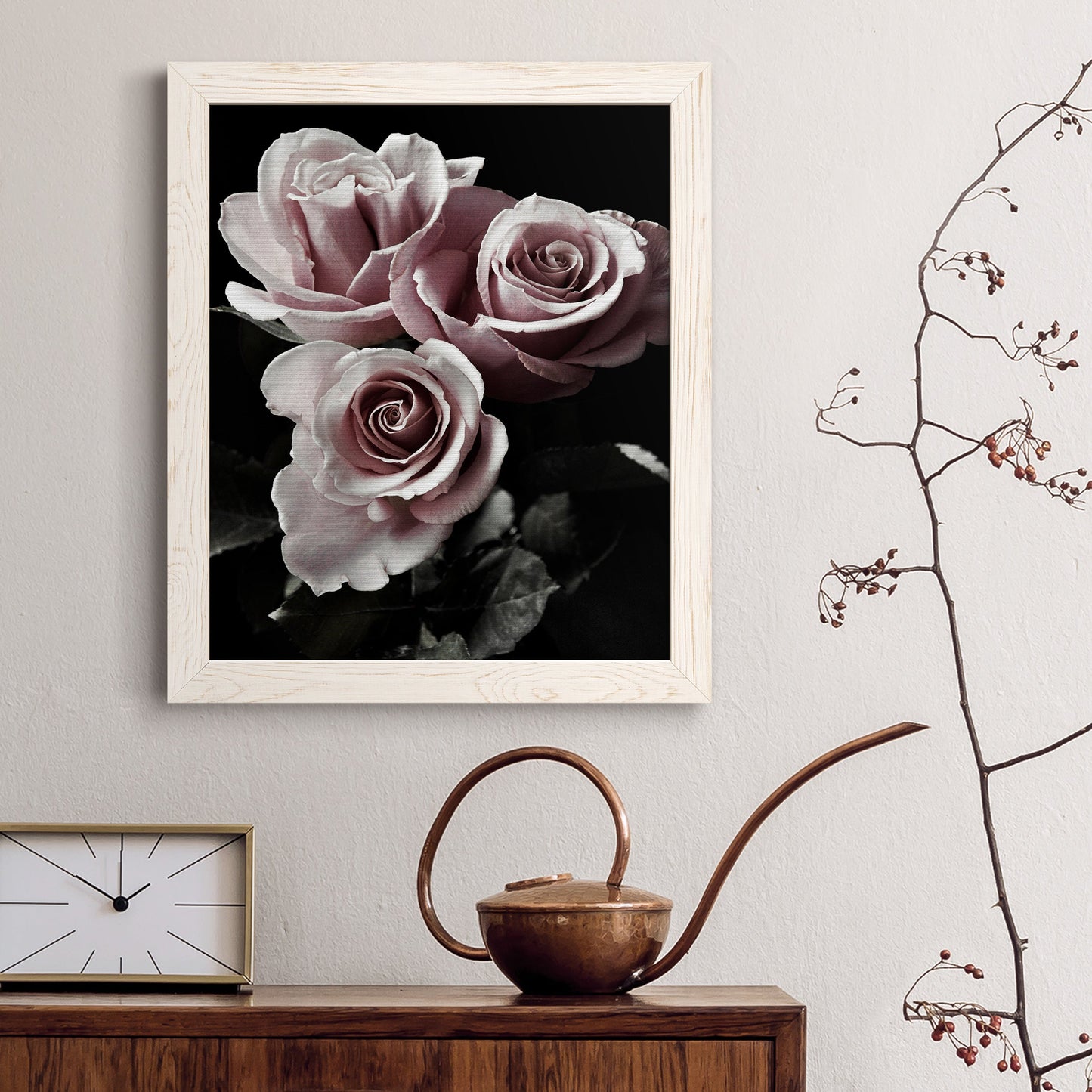 Rose Noir I - Premium Canvas Framed in Barnwood - Ready to Hang