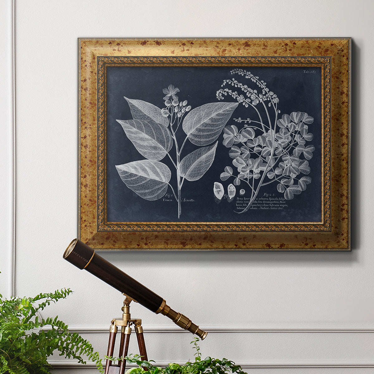 Foliage on Navy III Premium Framed Canvas- Ready to Hang