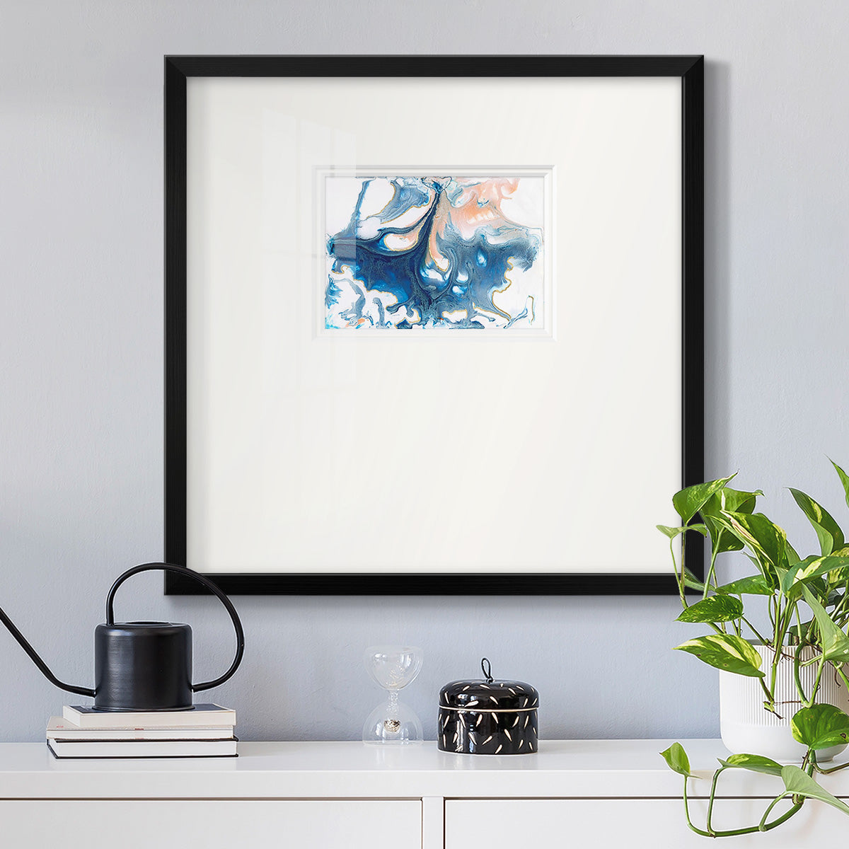 Dancing Blue I Premium Framed Print Double Matboard