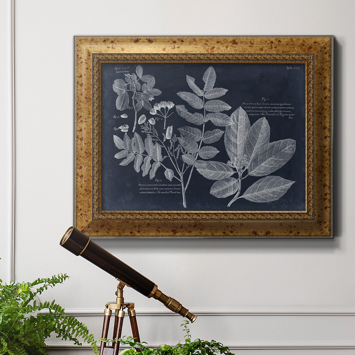 Foliage on Navy V Premium Framed Canvas- Ready to Hang