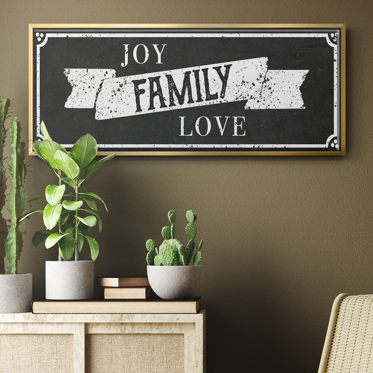 Joy Family Love - Floater Framed Canvas Print