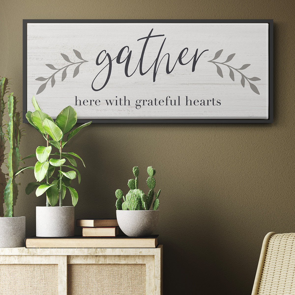 Grateful Hearts Botanical - Floater Framed Canvas Print