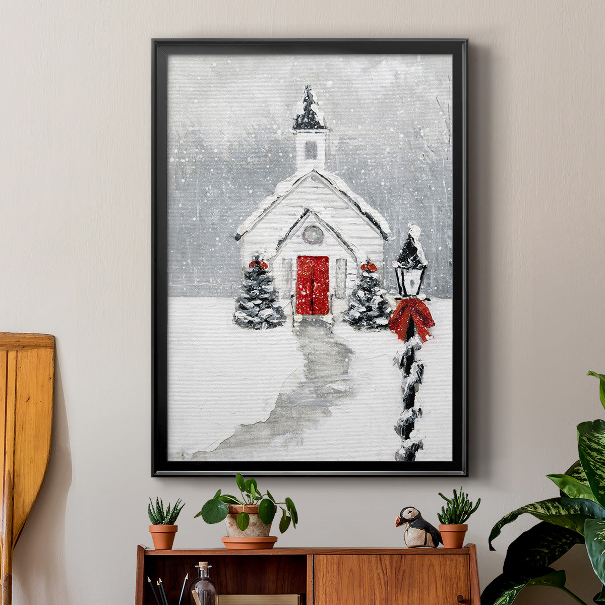 Soft Silent Night - Modern Framed Canvas Print
