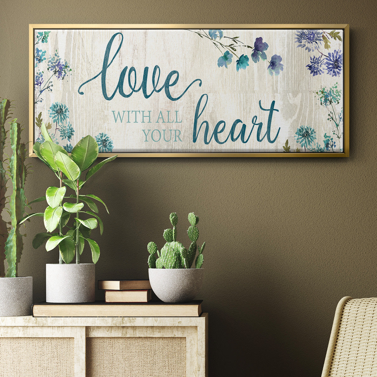 Love With All Your Heart - Floater Framed Canvas Print