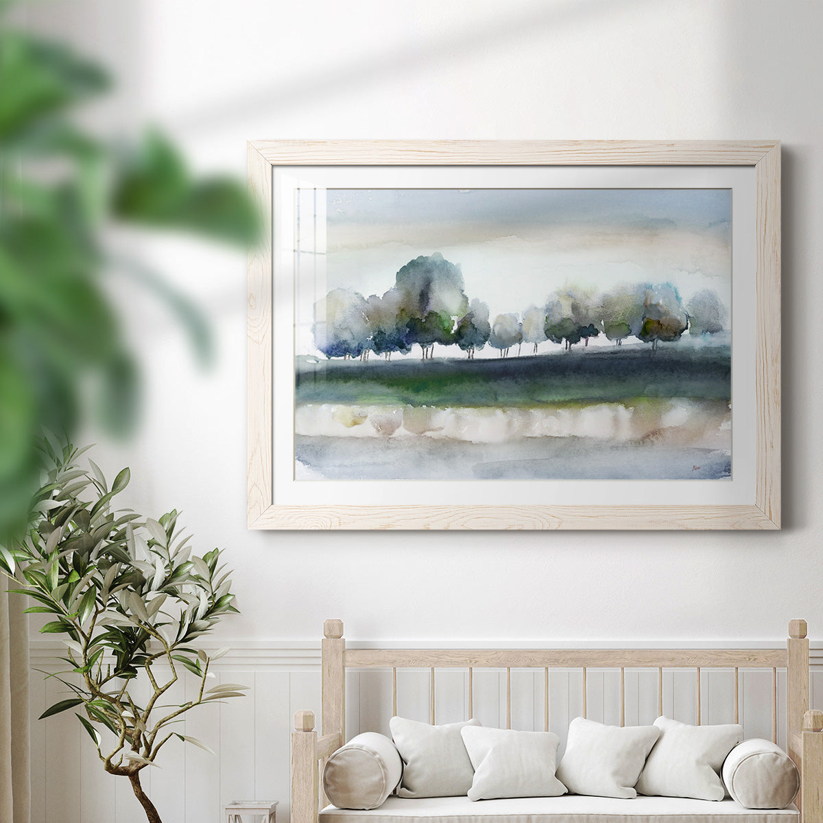 Warm Meadowline Indigo - Barnwood Framed Art Print