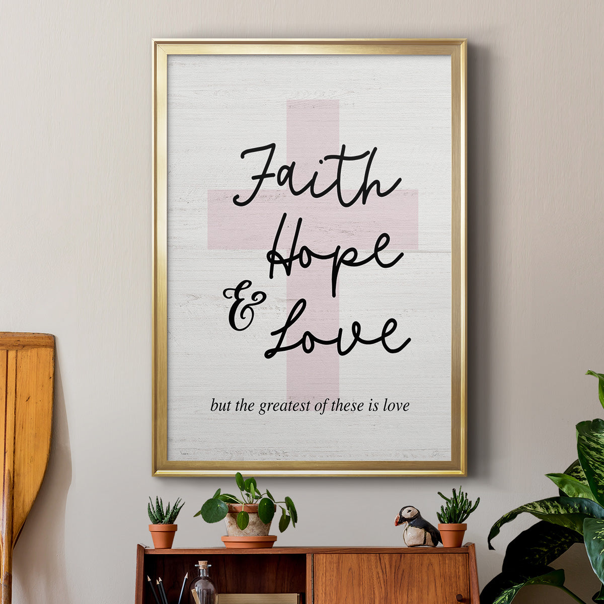 Faith Hope and Love Cross - Modern Framed Canvas Print