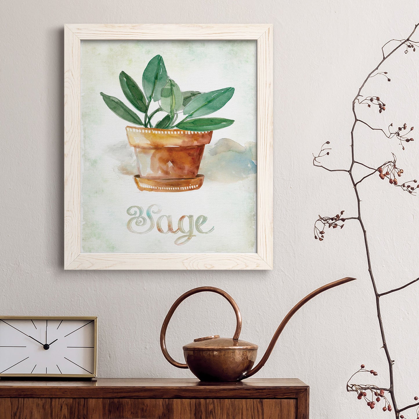 Potted Sage - Premium Canvas Framed in Barnwood - Ready to Hang