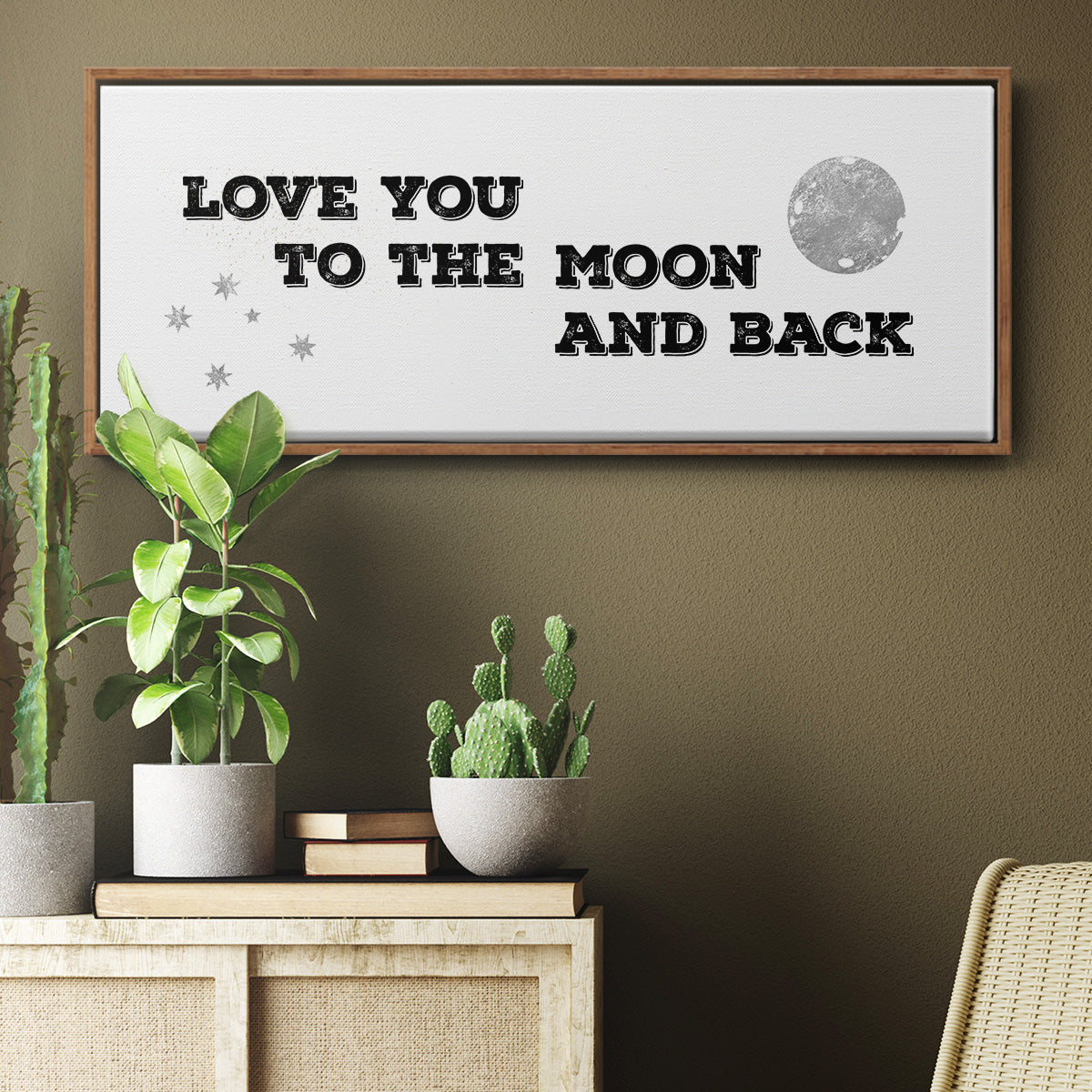 To the Moon and Back - Floater Framed Canvas Print
