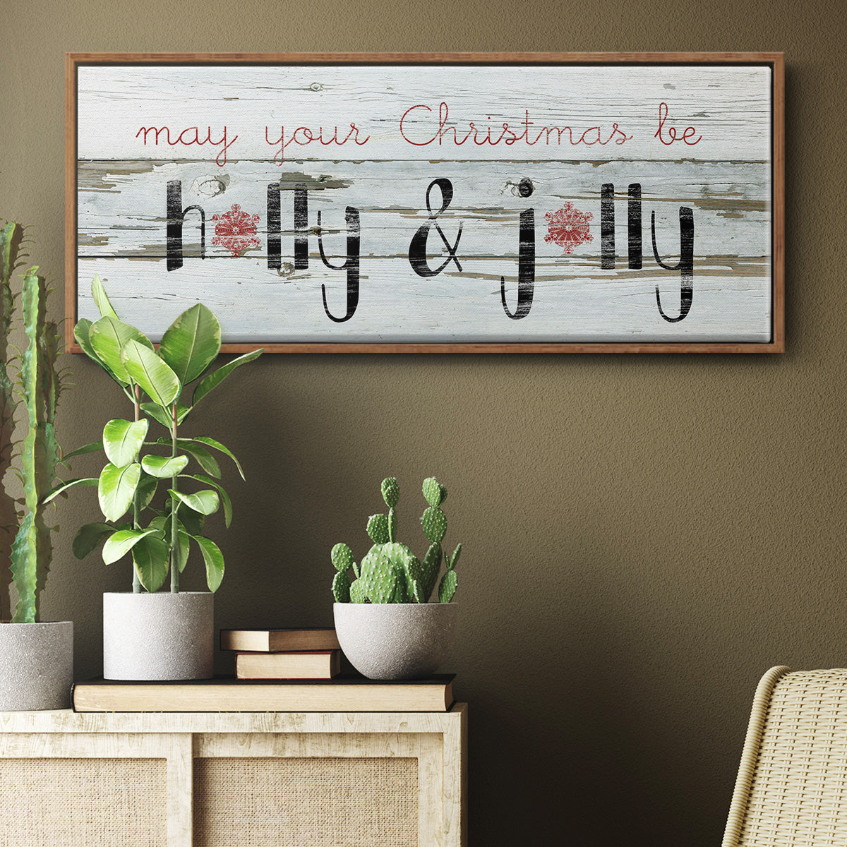 Holly & Jolly - Floater Framed Canvas Print