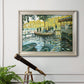 Impressionist riverside leisure scene by Claude Monet in an ornate champagne frame displayed in a light-toned interior setting.