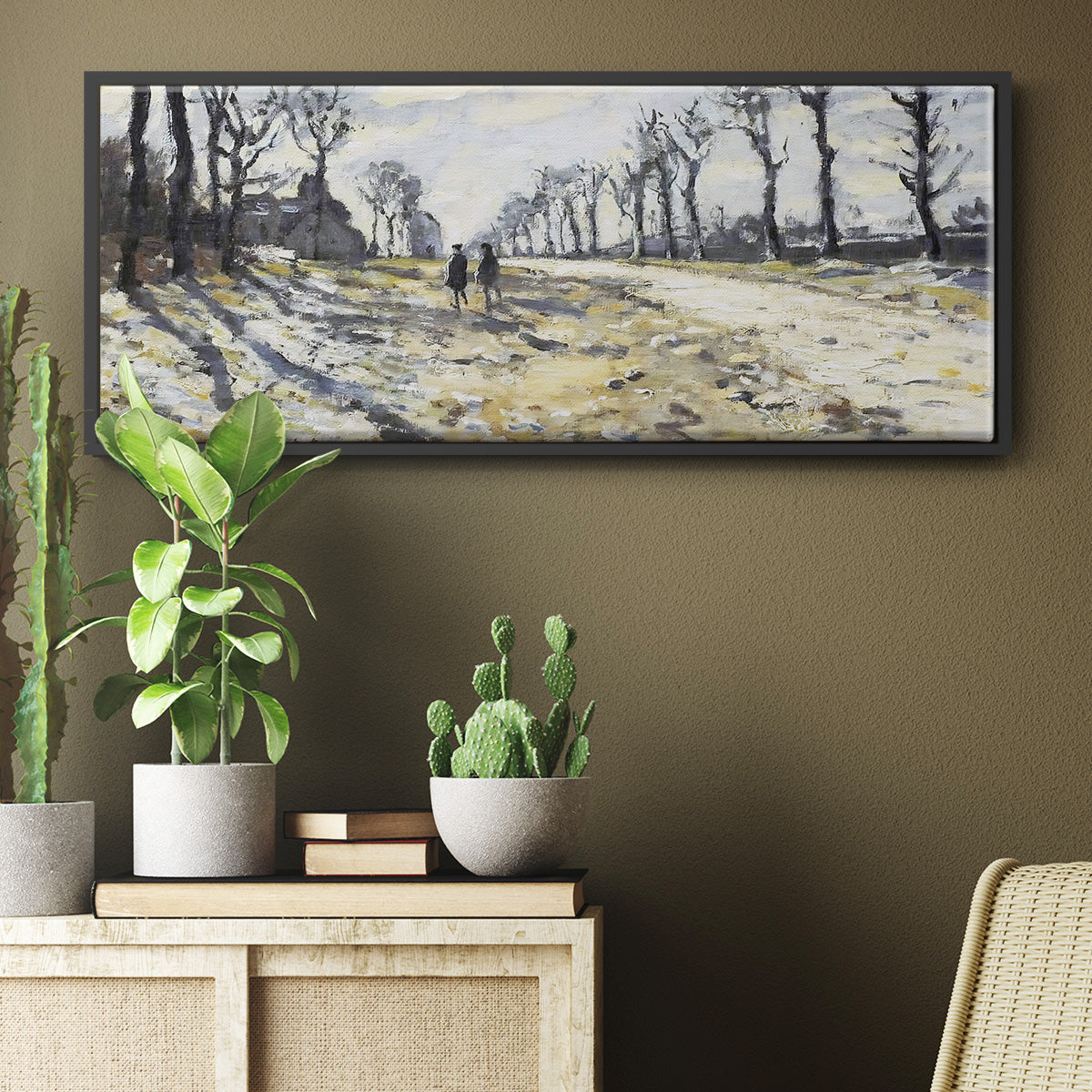 The Road, Effect of Snow at Sunset, 1869 - Floater Framed Canvas Print