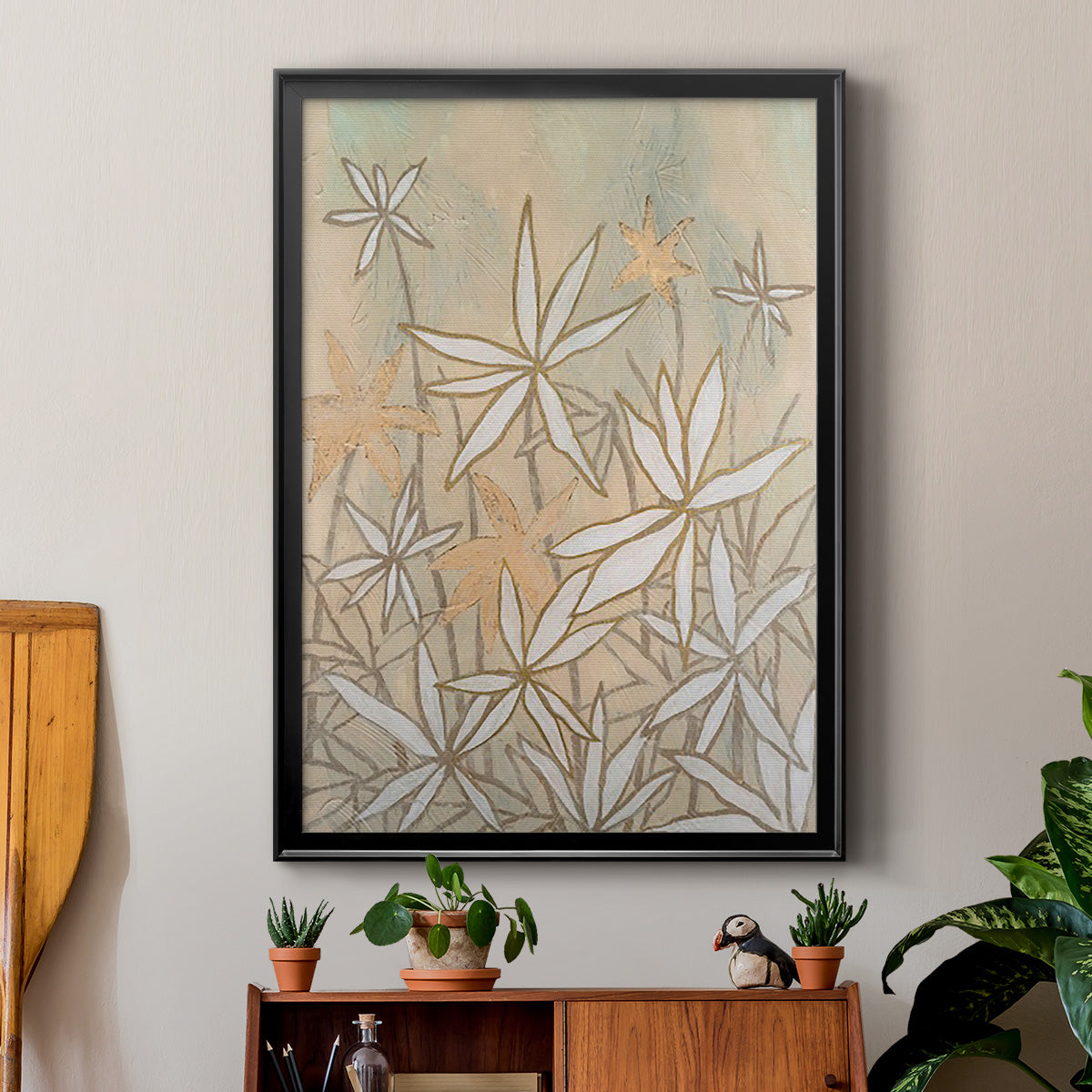 Embellished Starburst Bloom I - Modern Framed Canvas Print