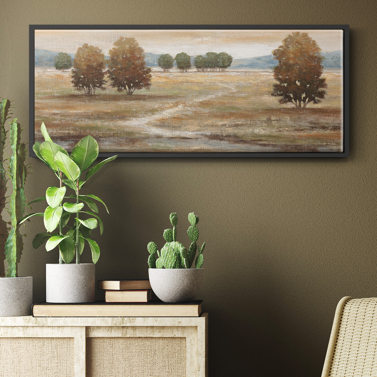 Linen Landscape I - Floater Framed Canvas Print