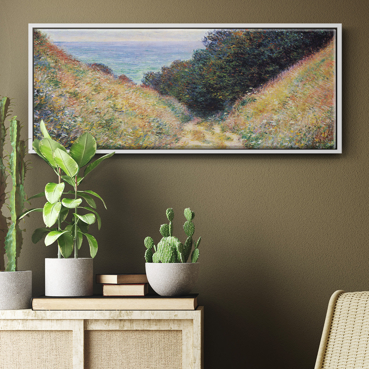 The Path at La Cavée, Pourville - Floater Framed Canvas Print