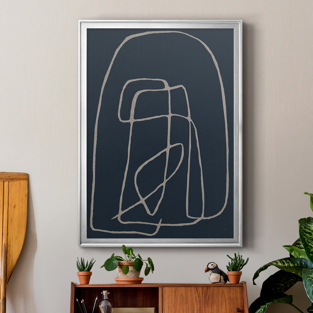 Shapes and Night Sky I - Modern Framed Canvas Print