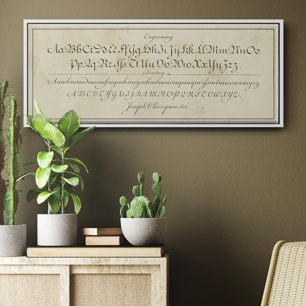 Manuscript Sampler V - Floater Framed Canvas Print