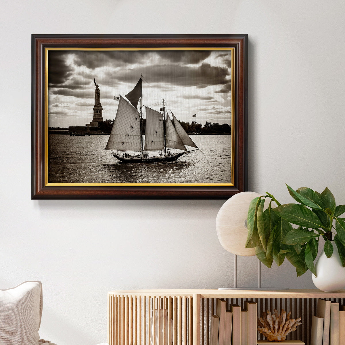 The Clipper & the Liberty Premium Framed Canvas- Ready to Hang