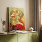Canvas art print of a stylized actress portrait with flowing lines and soft tones styled in a home decor setting.