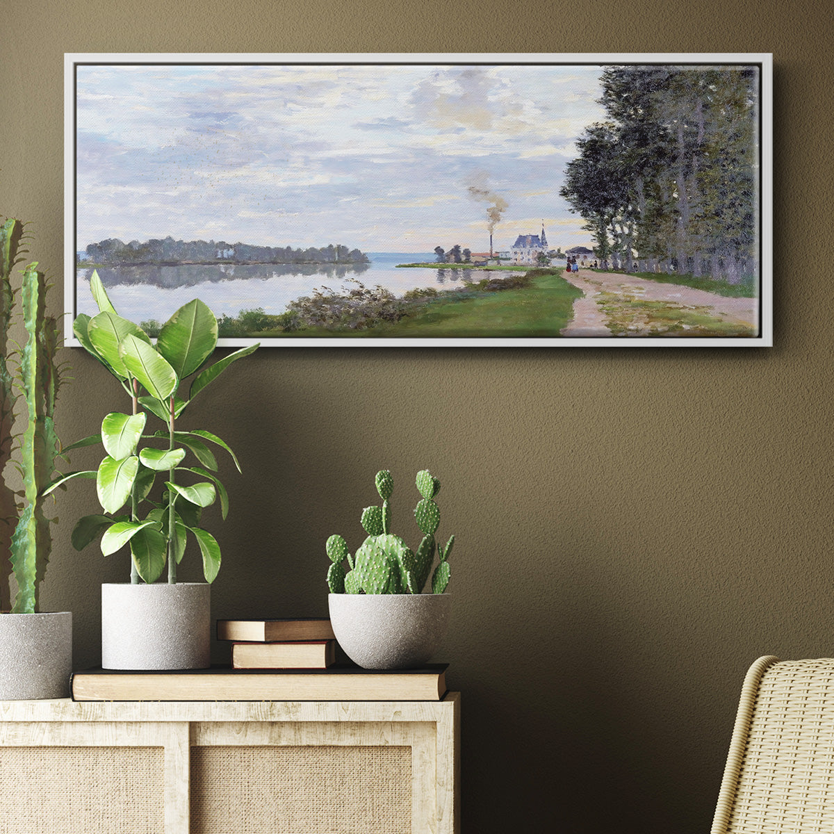 The Promenade at Argenteuil, 1872 - Floater Framed Canvas Print