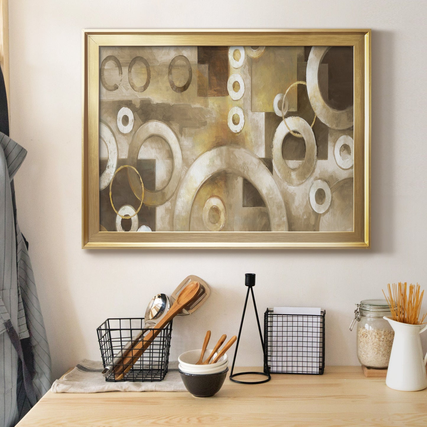 Neutral Motion - Modern Framed Canvas Print