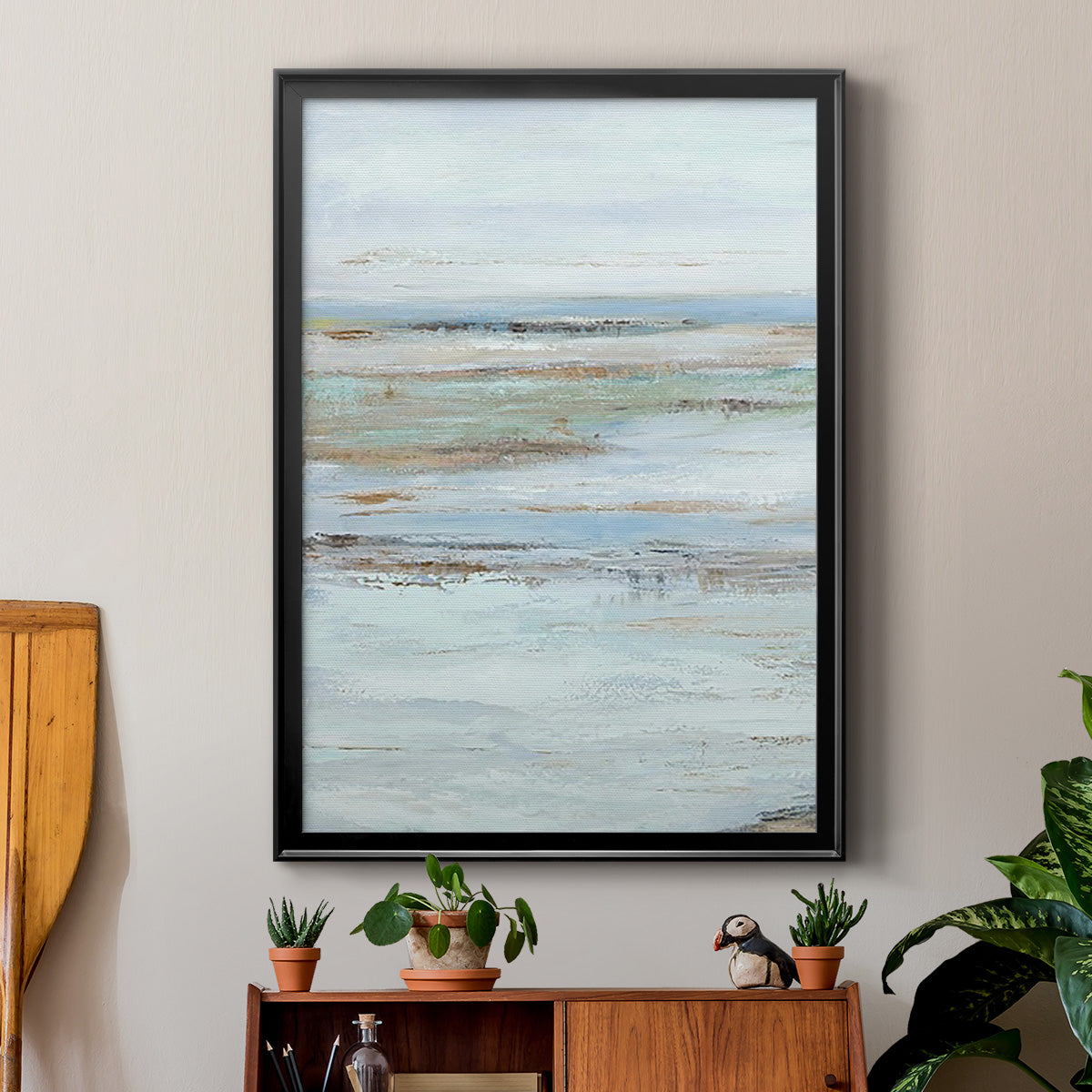 Muted Misty Marsh I - Modern Framed Canvas Print