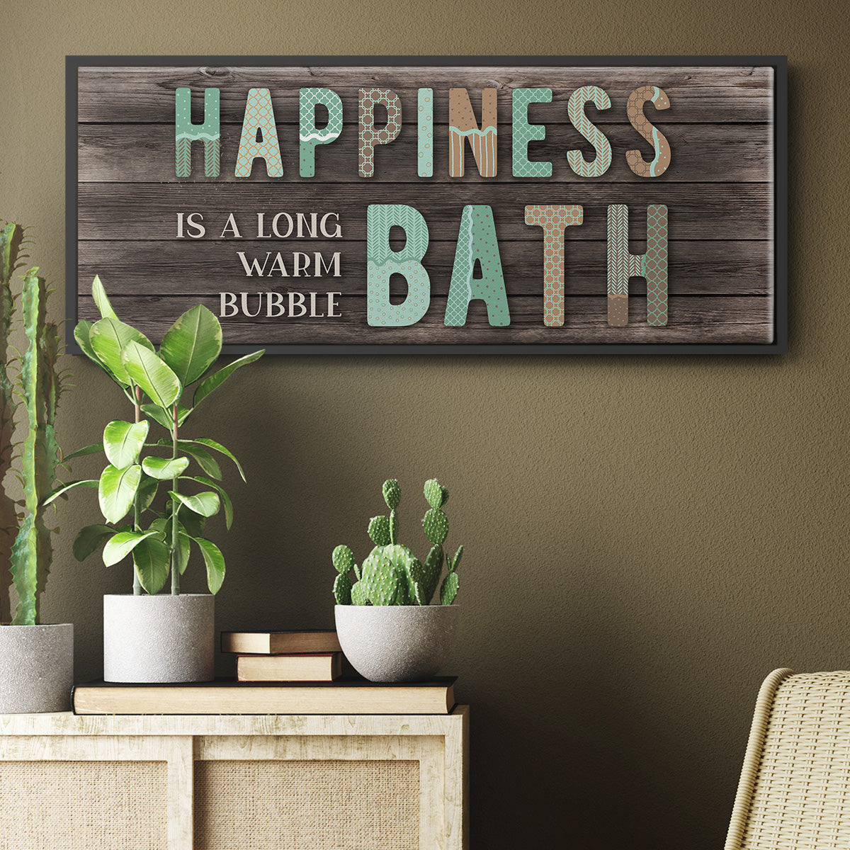 Happiness Bath - Floater Framed Canvas Print